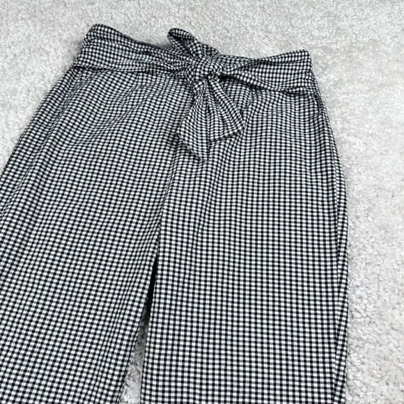 Free People Westside Gingham Seersucker Tie Waist Pant Black White - Picture 8 of 12